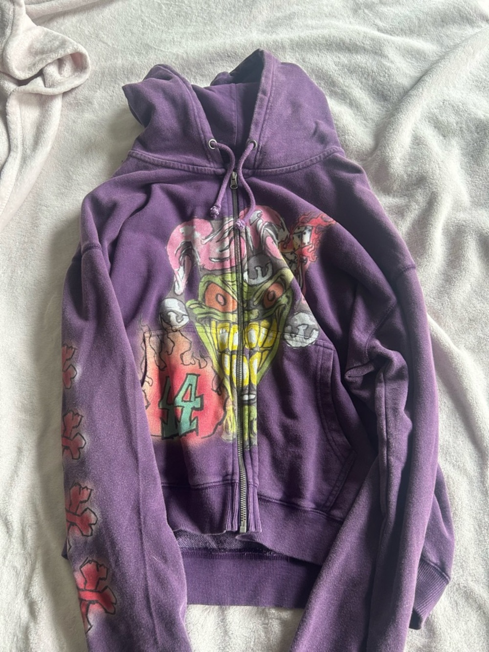 Purple Graphic Zip-Up Hoodie Kids Shirt